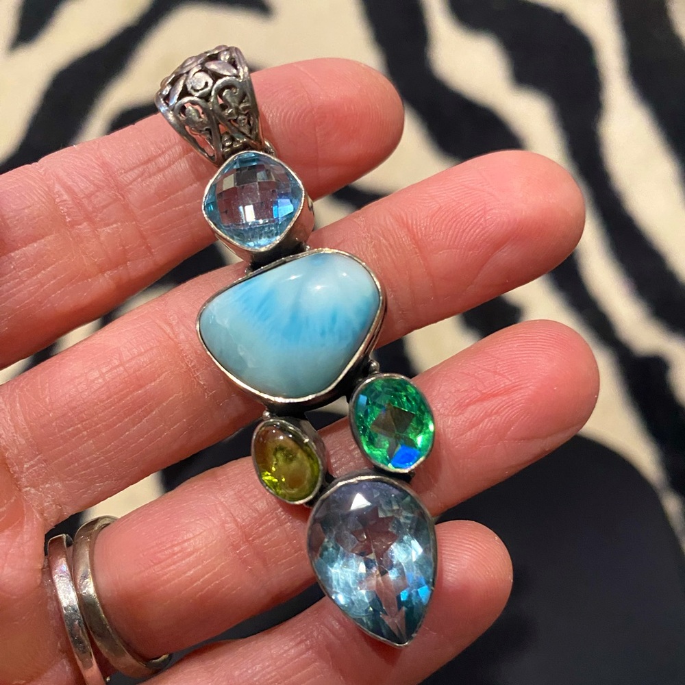 Sterling Silver Mixed Gemstones Pendant